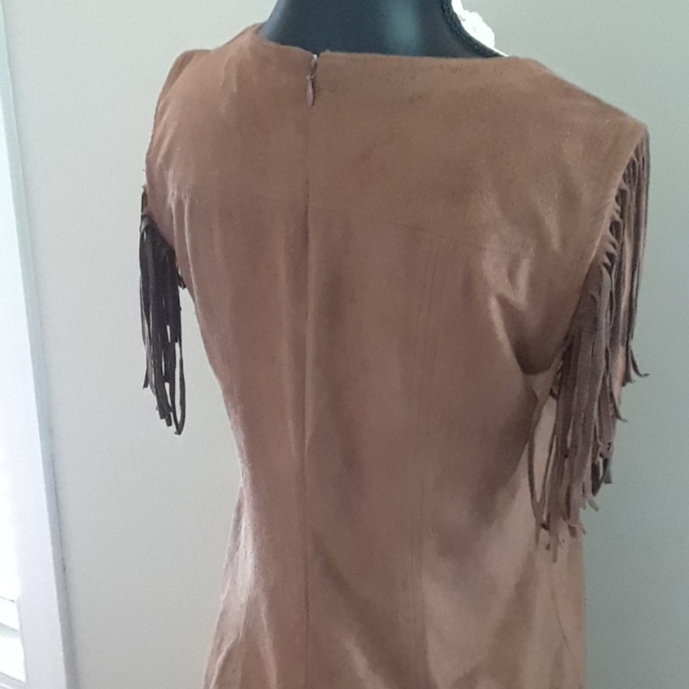 Express Faux Suede Fringe Dress - Picture 5 of 8